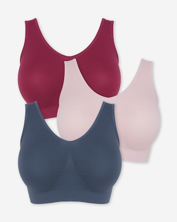 Pretty Secrets (3 Pack) Plain Comfort Tops (Fits Up To D Cup) Berry Multi