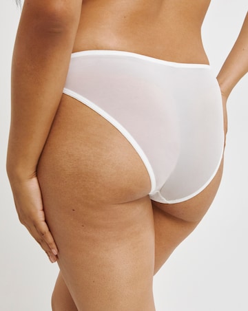 Figleaves Curve Fleur Embroidery Midi Brazilian - Ivory/Blue