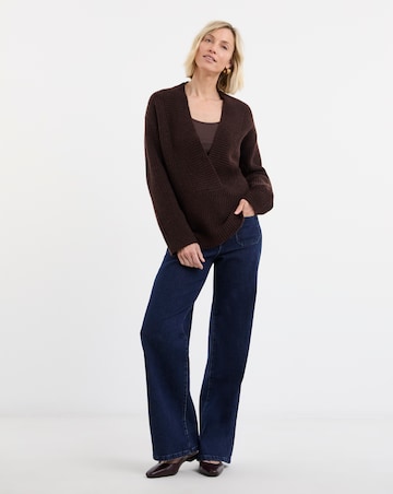 Chocolate Deep V Neck Knitted Jumper