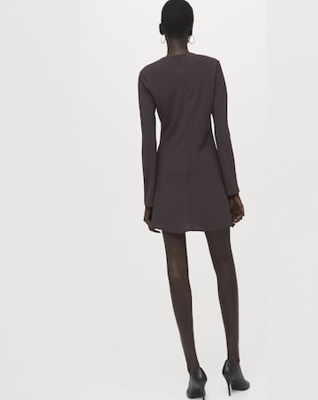 Mango Long-Sleeve Mini Dress With Draped Neck