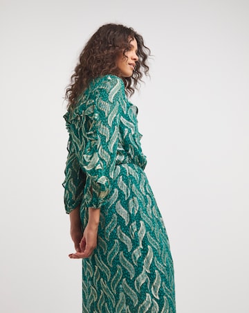 Joanna Hope Foil Print Ruffle Dress