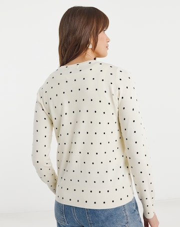 Spot Print Crew Neck Cardigan
