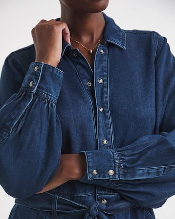 Mid Blue Lyocell Denim Midi Dress