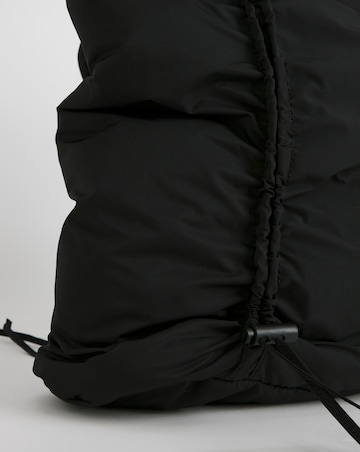 Black Ruched Detail Nylon Tote Bag