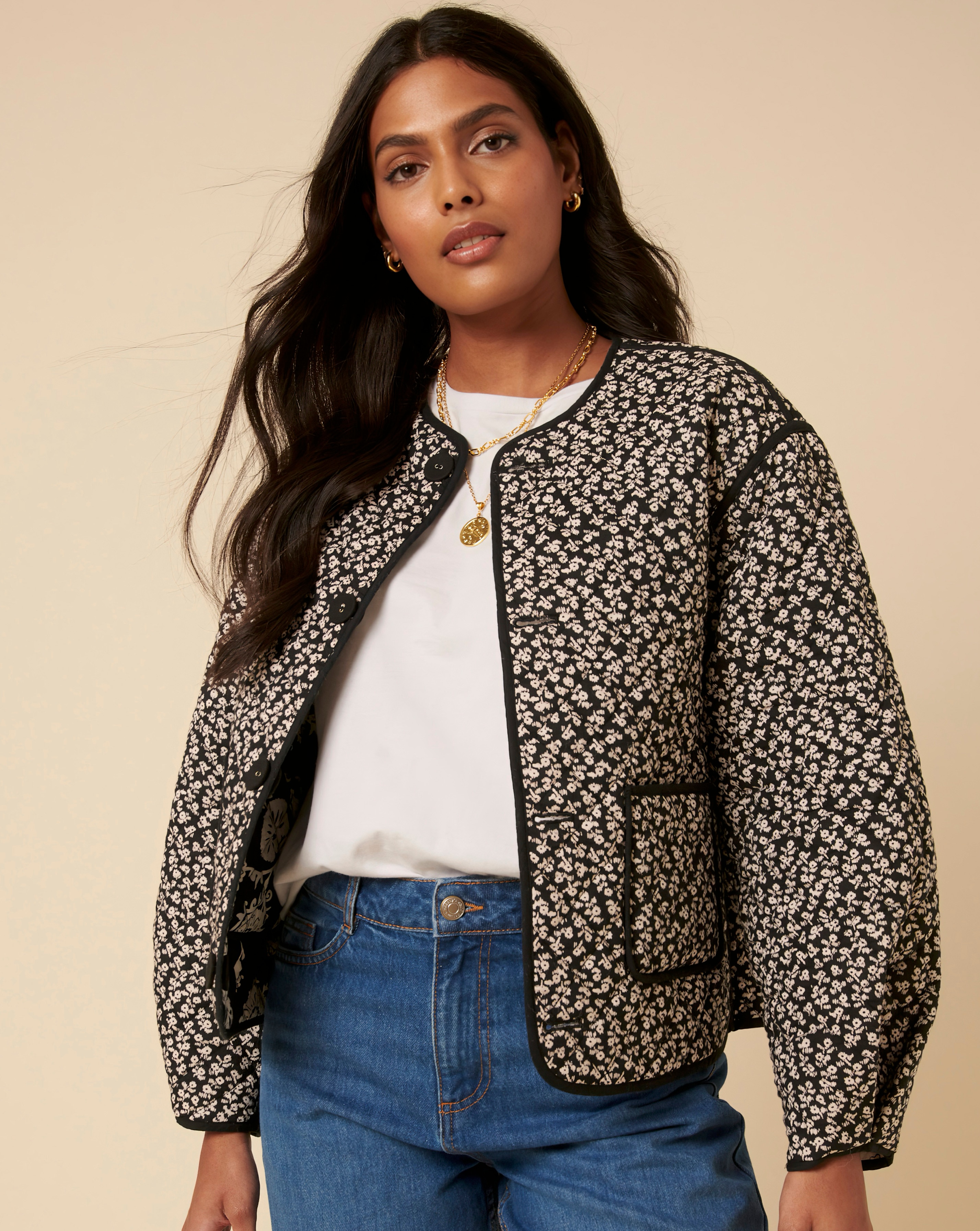 Nobody's Child Mono Quilted Jacket | JD Williams