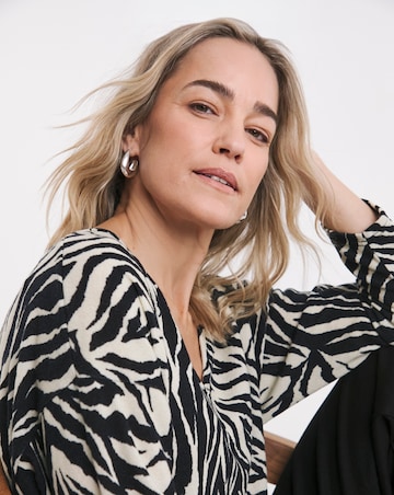 Zebra Print Soft Touch V Neck Longline Top