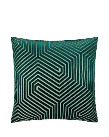 Paoletti Evoke Cut Velvet Large Cushion Cover - Emerald