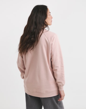Crew Neck Popper Shoulder Longline Sweatshirt