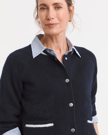 Contrast Bomber Style Knitted Cardigan