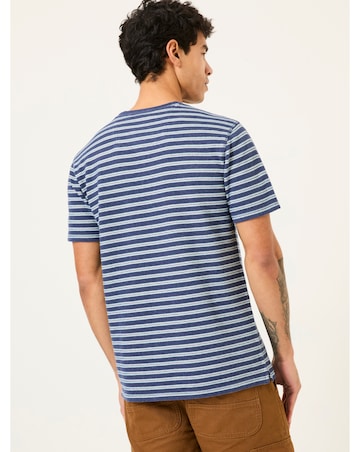 Fatface Waffle Stripe T-Shirt - Navy
