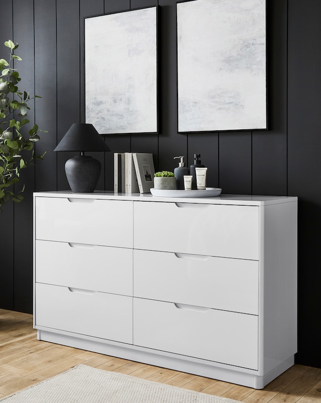 Ellia 6 Drawer Large Chest Of Drawers - White
