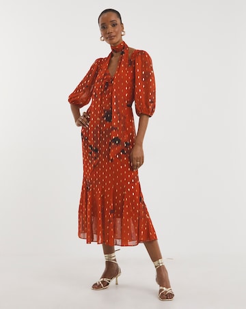 Joanna Hope Metallic Dobby Printed Maxi Dress