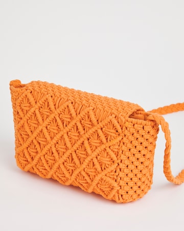 Orange Macrame Crossbody Bag