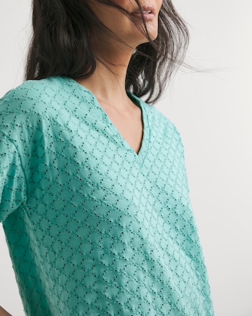 Julipa Pure Cotton Broderie V-Neck T-Shirt