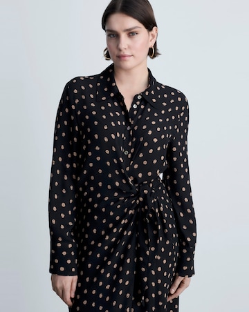 Mango Polka-dot shirt dress with Knot Detail