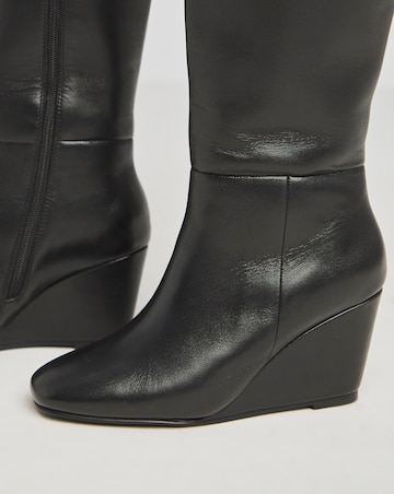 Jocelyn Leather Wedge Boots - Wide Fit (E) & Curvy Calf
