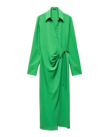 Mango Green Wrap Front Bilma Midi Dress