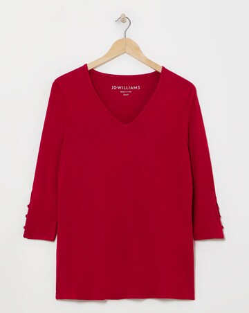 Button Detail V Neck Top