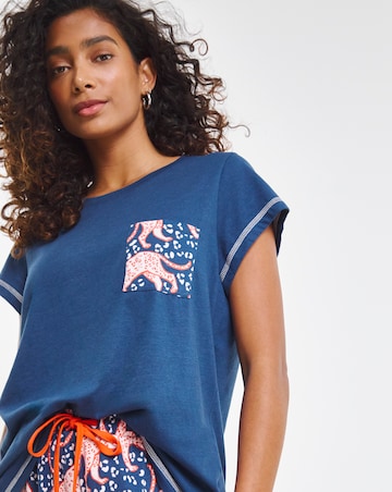 Joe Browns Jersey Pyjamas In a Bag Cheetah Print