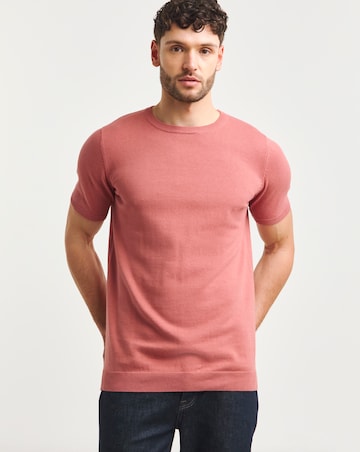 Pink Knitted Short Sleeve T Shirt