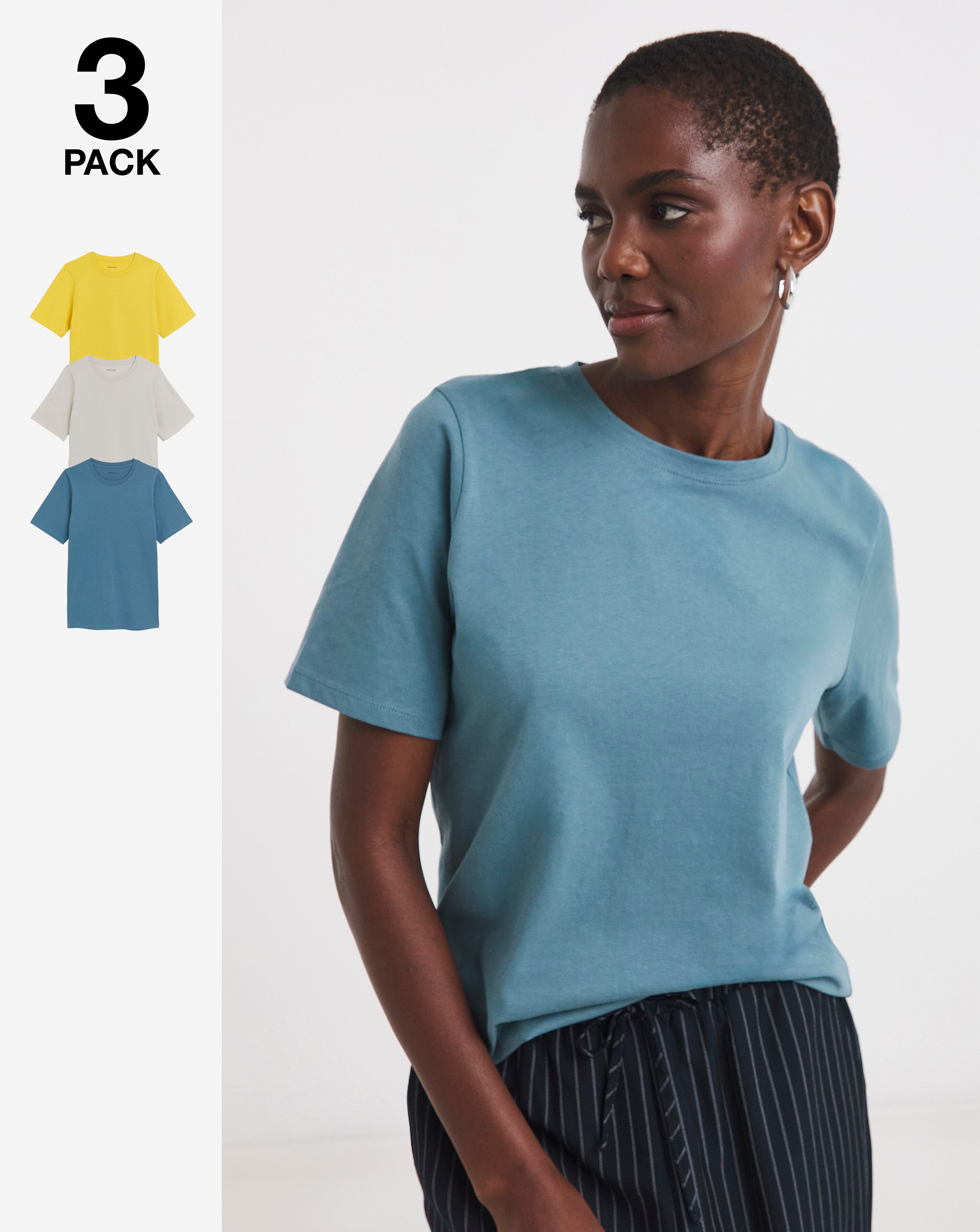 Pure Cotton 3 Pack Crew Neck T-Shirts