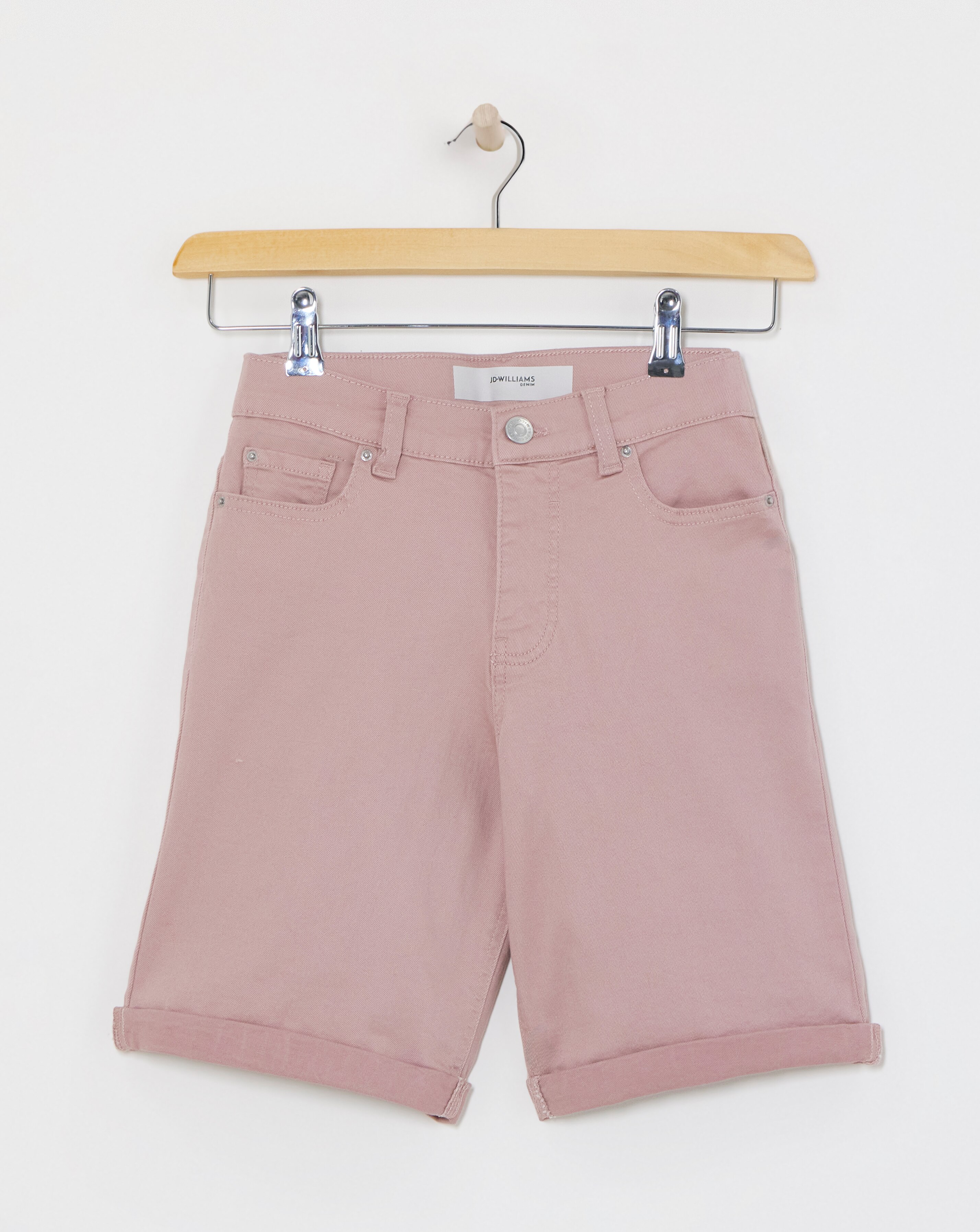 24/7 Blush Knee Denim Shorts