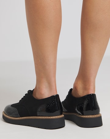 Heavenly Soles Reagan Low Wedge Lace Up Front Shoe - Extra Wide Fit (EEE)