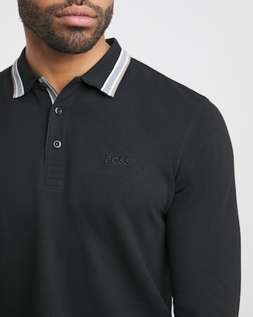 BOSS Classic Long Sleeve Charcoal Plisy Polo