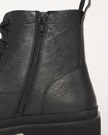 Milled Leather Lace Up Boot Wide Fit