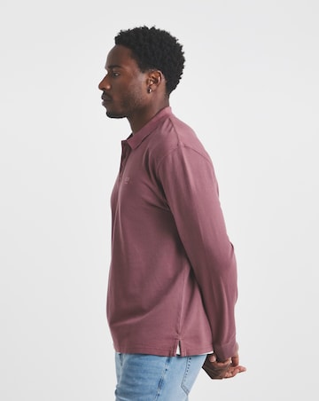 Union Garment Dyed Long Sleeve Polo-Burgundy