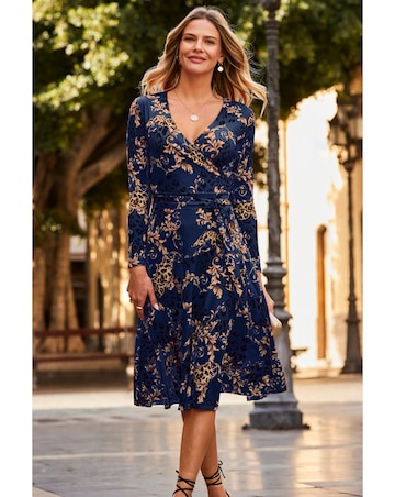 Sosandar Fleck Printed Faux Wrap Midi Jersey Dress