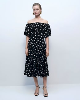 Mango Strapless Polka-Dot Dress