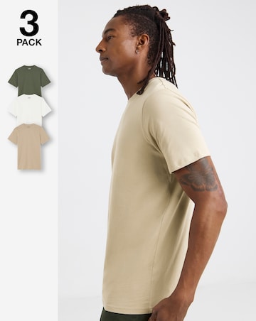 3 Pack Crew Neck T-Shirts Long - Neutral
