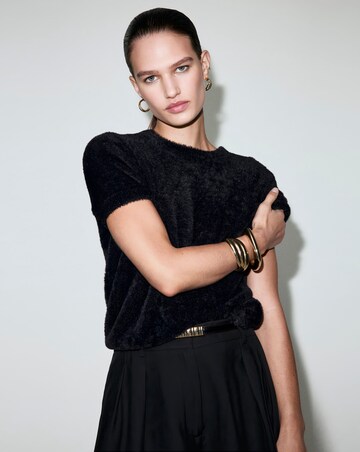 Mango Black Short Sleeve Jumper