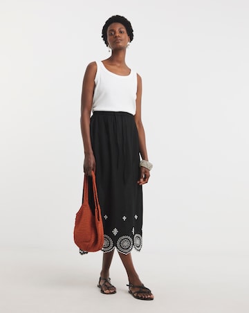 Broderie Scalloped Hem Maxi Skirt