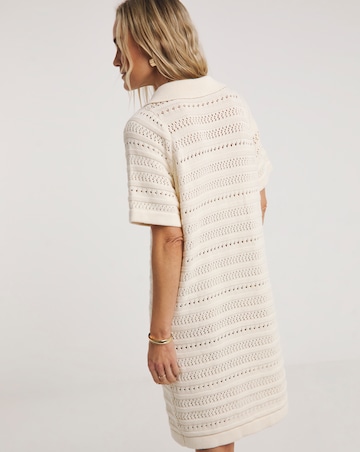 Crochet Collar Short Sleeve Dress