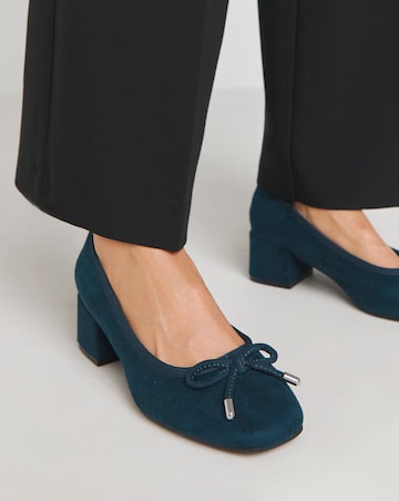 Heavenly Soles Carys Low Block Heel Ballerina Court Shoe - Extra Wide Fit (EEE)