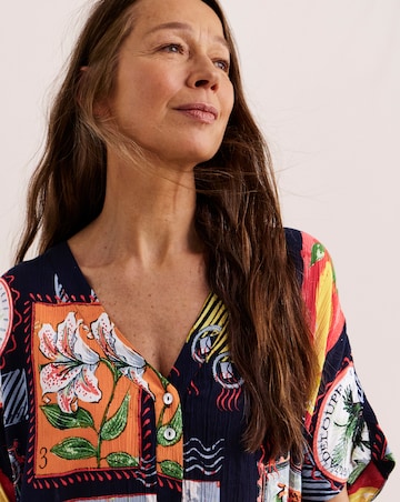 Julipa Button Through Crinkle Shift Dress