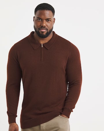 Burgundy Merino Wool Long Sleeve Zip