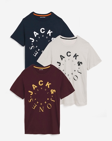 Jack & Jones Warrior 3 Pack Crew Neck T-Shirt