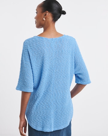 Popcorn Yarn V-neck Short Sleeve Top