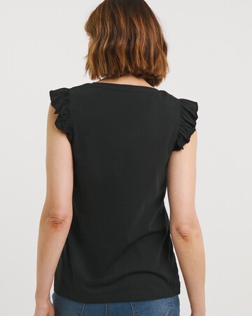 Black Ruffle Sleeve Vest