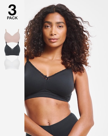 Pretty Secrets (3 Pack) New Claire Cotton Moulded Full Cup Non Wired Bras (B-E)