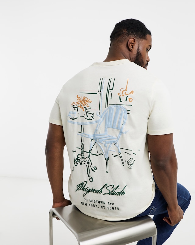 JACK & JONES Bedford Back Graphic T-Shirt - Cream