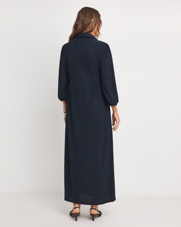 Textured Jersey Collared Midi Dress