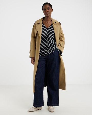 Textured Stripe Knit Longline Top