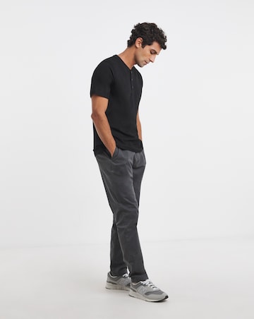 Pure Cotton Grandad T-Shirt- Black