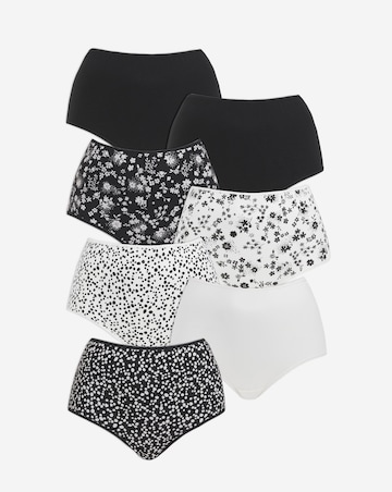 Pretty Secrets 7 Pack Full Fit Brief Knickers Mono Floral