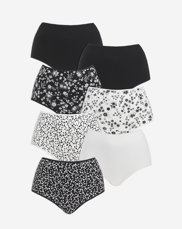 Pretty Secrets 7 Pack Full Fit Brief Knickers Mono Floral