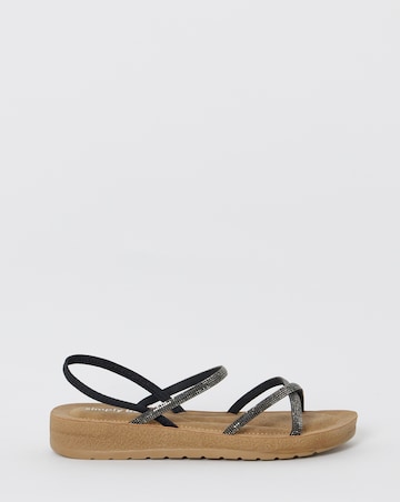 Bianca Sparkly Strapped Comfort Sandals - Wide Fit (E)